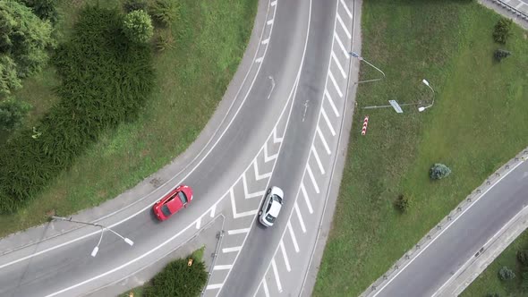 Cars on the Road Aerial View