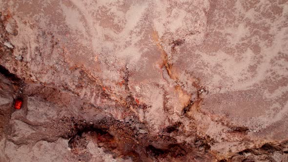 4K Aerial view of Grand Canyon, rock fissures eroded by water.