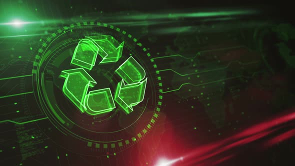 Recycling electronic waste data and sustainable industry symbol loop digital concept