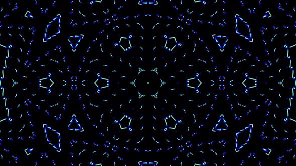 light wave abstract dots set blue color kaleidoscope black background