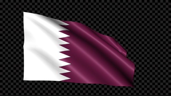 Qatar Flag Blowing In The Wind