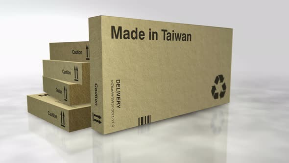 Made in Taiwan box abstract concept 3d rendering