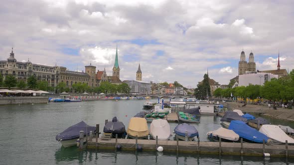 Unusually Beautiful View of Old Zurich From the River Limmat.