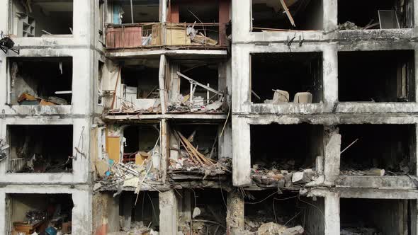 Ukraine  Burnt and Destroyed House in Kyiv