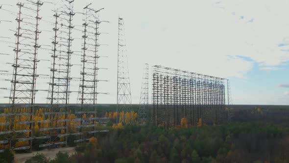 Aerial View of Soviet Abandoned Missile Defense Overthehorizon Military Radar Station Duga in the