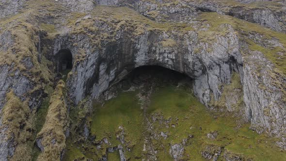 Drone shot of the highest cave in Ireland, located in Sligo.