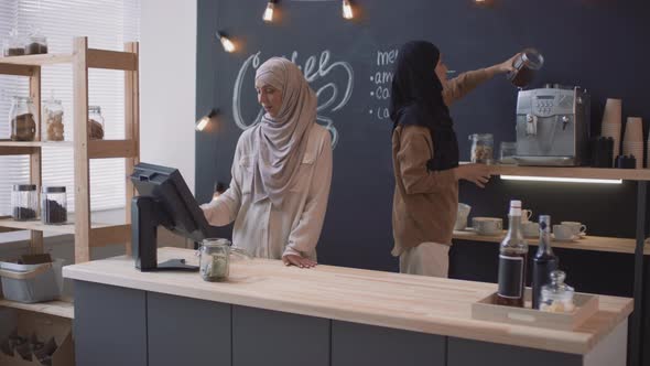 Muslim Women Owning Small Coffee Shop