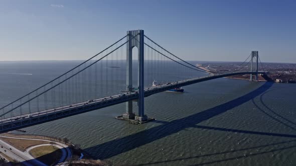 Verrazano Bridge and the East River in New York City