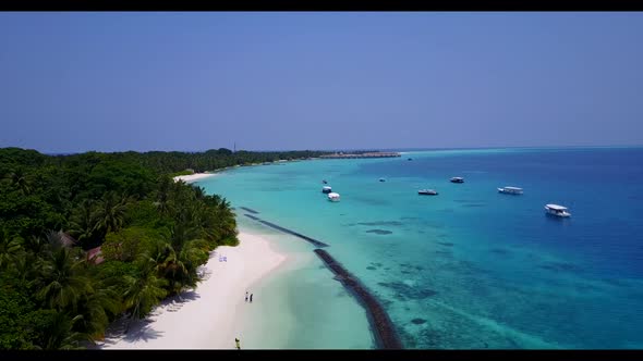 Aerial view travel of marine seashore beach holiday by shallow water and white sandy background of a