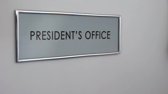 President Office Door, Hand Knocking Closeup, Head of State, Political Leader