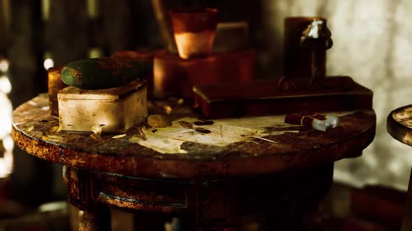 Ruined Abandoned Overgrown By Plants Interior alt