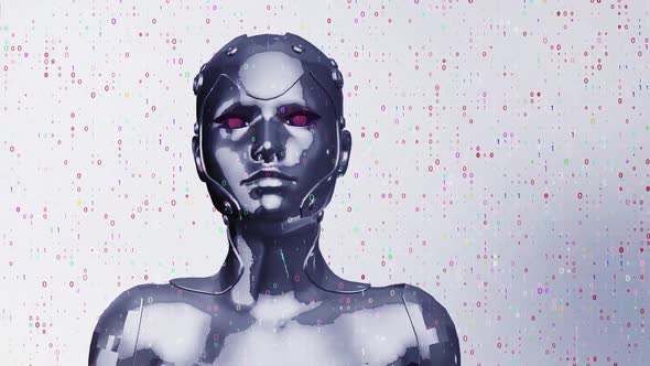 Representation of Humanoid Android Robot Artificial Intelligence Digital Immortality