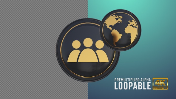 People And Earth Badge Looping with Alpha Channel