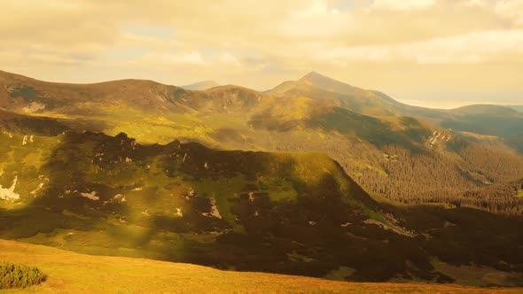 Mountains Hills and Valleys in Sunlight