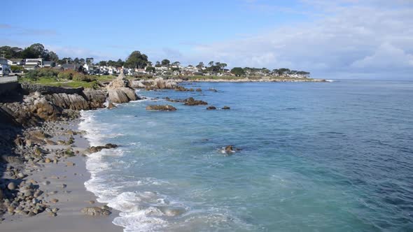 Pacific Grove, Lovers Point, waves along coastline