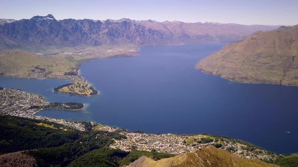 Queenstown in New Zealand from air