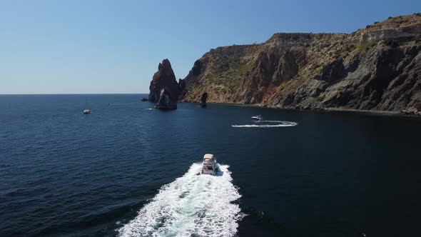 Aerial Yacht on Calm Sea