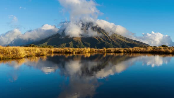 Pouakai Tarns Lookout of Mount Taranaki Daytime Timelapse