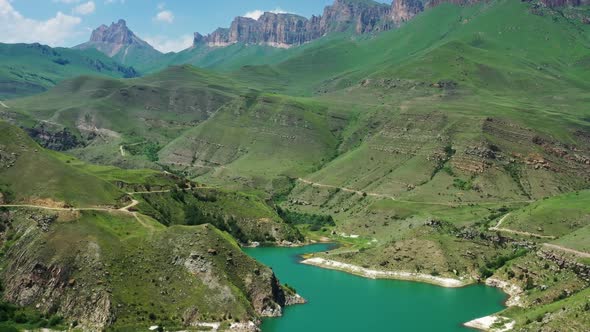 Lake Gizhgit in the Caucasus Mountains