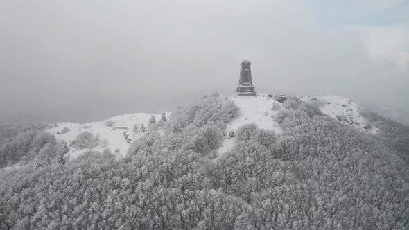 Drone flight around the Liberty Monument in Bulgaria