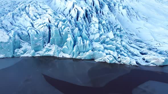 Glacier in Iceland Aerial Landscape Global Warming and Climate Change Concept Huge Pieces of Ice in