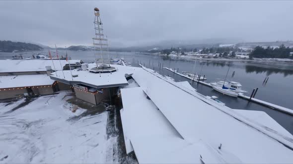 Overcast Winter Skies on a Snow-Covered Marina in Sechelt Inlet British Columbia Canada - Fast Movin