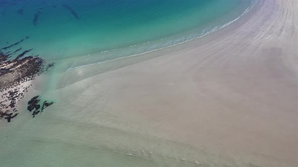 Aerial View of the Awarded Narin Beach By Portnoo and Inishkeel Island in County Donegal Ireland