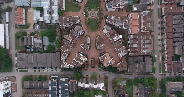 Birdseye view of the affluent Rice Military neighborhood in Houston, Texas