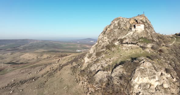 Aerial view of Mount Saint Elias in Kakheti, Georgia