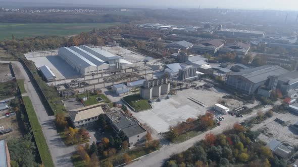 Aerial view of a cement plant