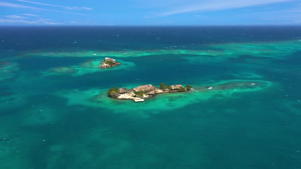 Bungalow Resort in the Rosario Islands Near Cartagena Colombia Aerial View