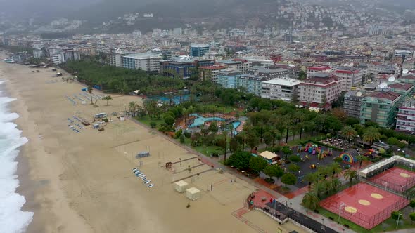 Storm at Sea Filmed on a Drone Alanya Turkey 4 K