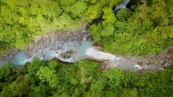 Aerial view of Catarata del Toro waterfall in Costa Rica.