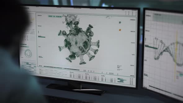 Doctor working overtime with Covid-19 patients, running tests in the laboratory alt