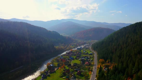 Aerial Drone Video Flying Over Carpathians Mountains, Ukraine, Europe