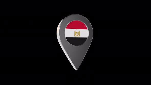 3d Animation Map Navigation Pointer With Egypt Flag With Alpha Channel - 4K