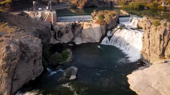 Aerial shot of Shoshone Falls on the Snake River in Idaho