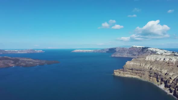 4k Aerial drone view of Santorini Caldera and volcano