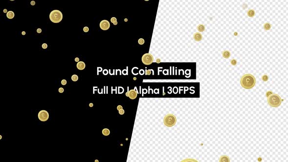 Pound Sign Coin Currency Money Falling with Alpha