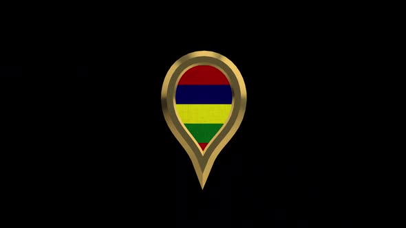 Mauritius 3D Rotating Location Gold Pin Icon