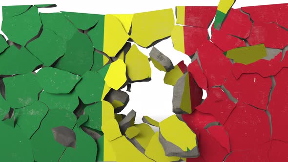 Crushing Concrete Wall with Flag of Senegal