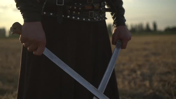 A Cossack with Two Sabres in His Hands Looks Into the Distance at the Enemy