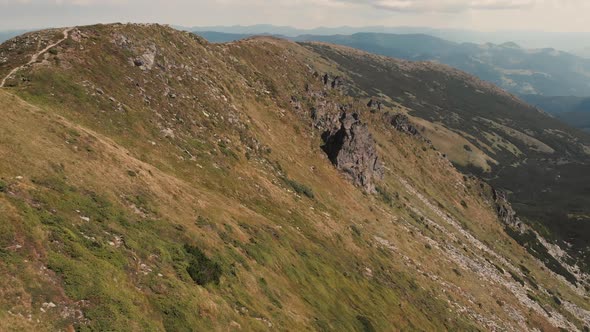 Grassy Mountain Peaks Aerial View