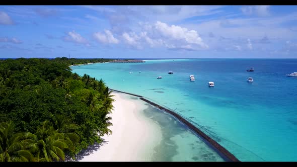 Aerial panorama of paradise sea view beach time by transparent ocean with white sandy background of 