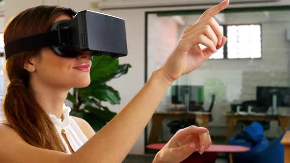 Business executive using a virtual reality headset