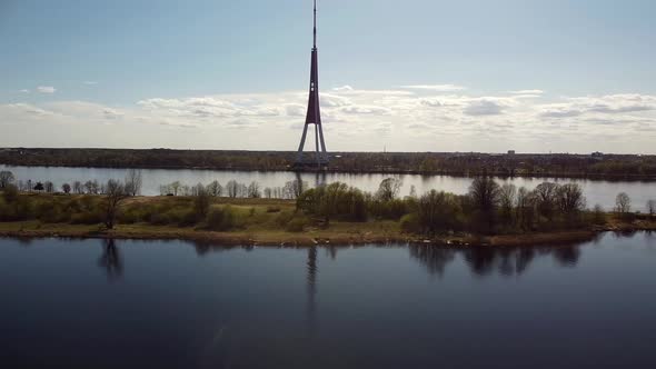 Riga riverside tv tower view