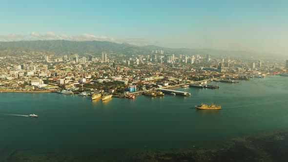 Modern City of Cebu with Skyscrapers and Buildings Philippines