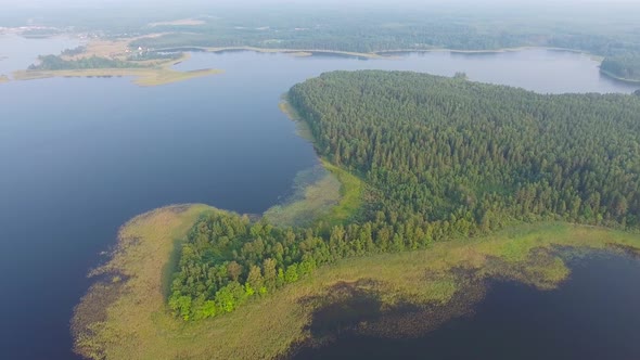 Summer Aerial Landscape of Seliger Lake in Russia