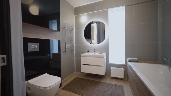 Modern fashionable residential bathroom interior