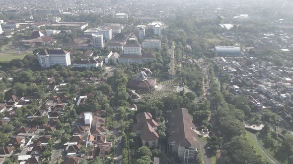 Aerial view of mosque in Yogyakarta, Indonesia.